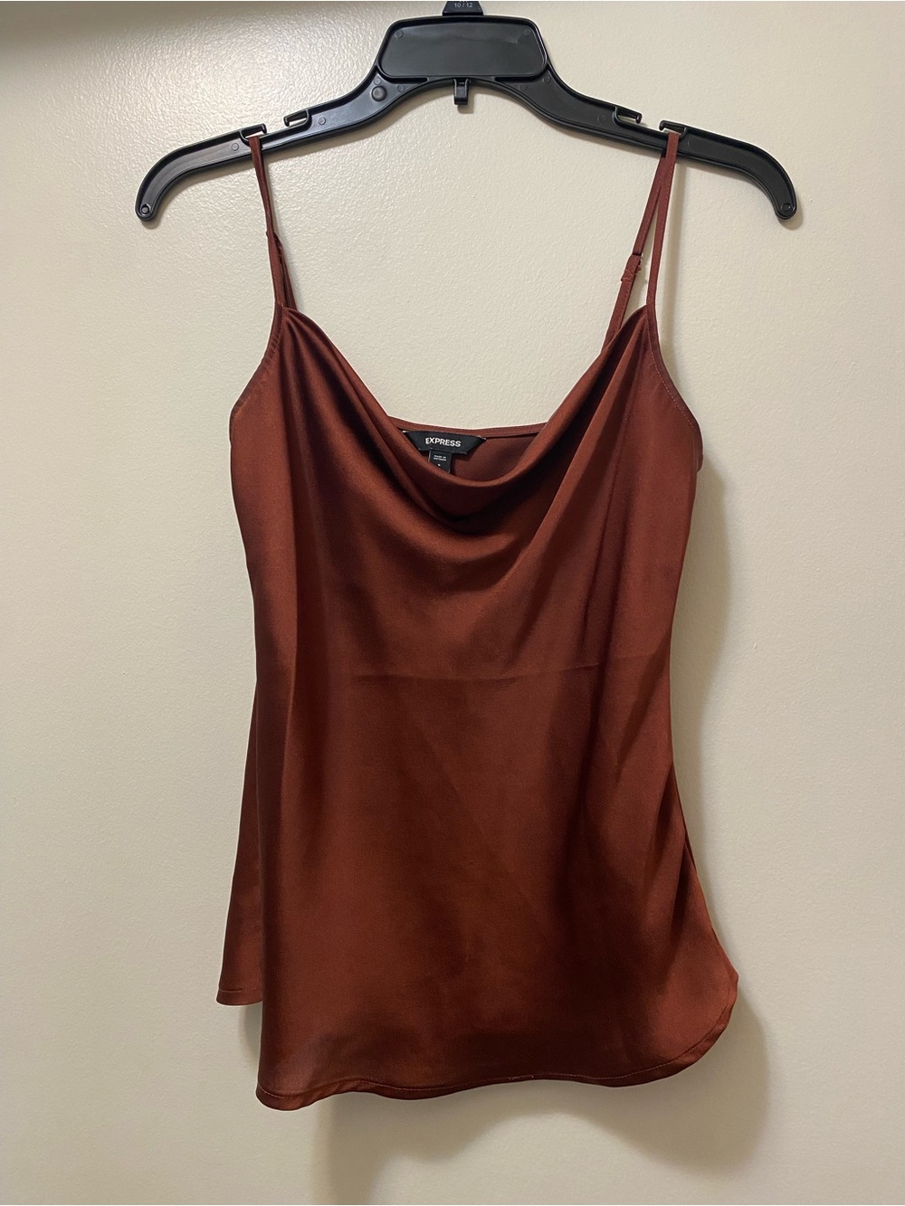 Express Women's Rust Brown Satin Cowl Neck Cami